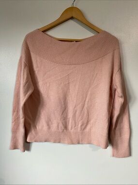 Moth by Anthropologie Pink Boat Neck Sweater wide ribbed collar Small